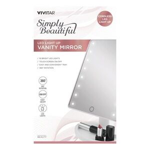 VIVITAR SIMPLY BEAUTIFUL LED LIGHT UP MIRROT - WHITE (NEW WITH TAGS)